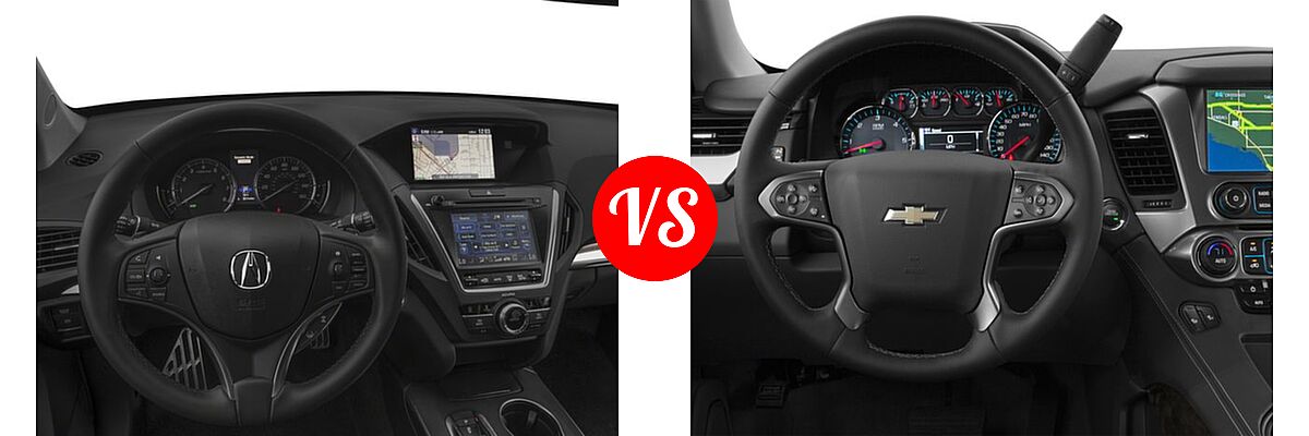 2017 Acura MDX SUV Hybrid Sport Hybrid w/Technology Pkg vs. 2017 Chevrolet Suburban SUV LS / LT - Dashboard Comparison