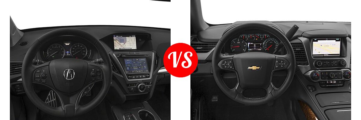 2017 Acura MDX SUV Hybrid Sport Hybrid w/Technology Pkg vs. 2017 Chevrolet Suburban SUV Premier - Dashboard Comparison