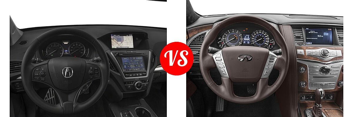 2017 Acura MDX SUV Hybrid Sport Hybrid w/Technology Pkg vs. 2017 Infiniti QX80 SUV Limited - Dashboard Comparison