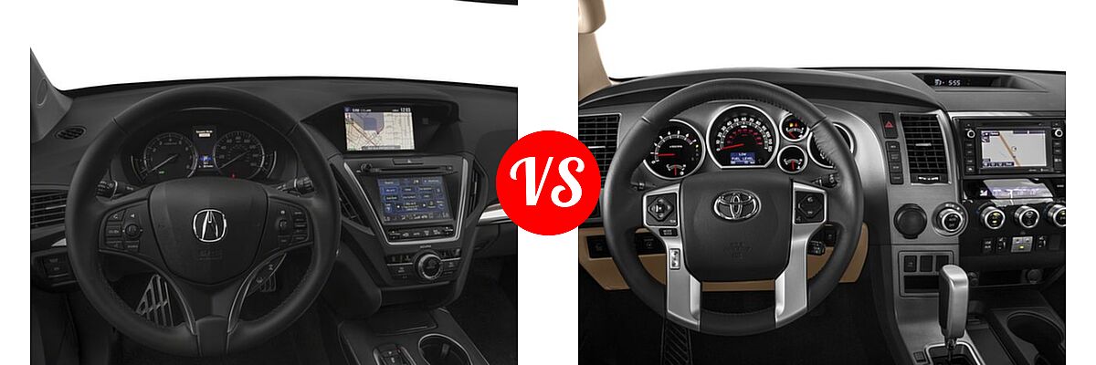2017 Acura MDX SUV Hybrid Sport Hybrid w/Technology Pkg vs. 2017 Toyota Sequoia SUV Limited / Platinum - Dashboard Comparison
