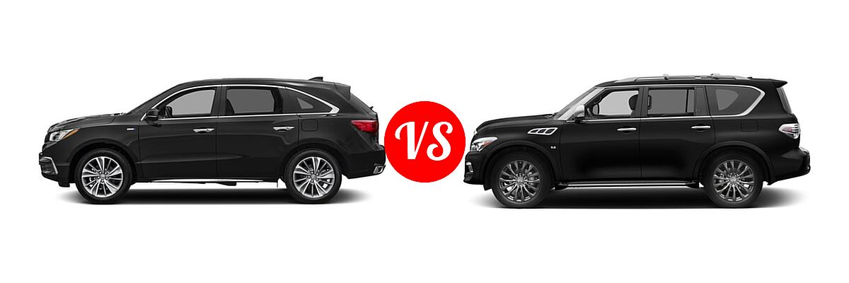 2017 Acura MDX SUV Hybrid Sport Hybrid w/Technology Pkg vs. 2017 Infiniti QX80 SUV Limited - Side Comparison