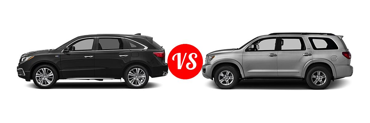 2017 Acura MDX SUV Hybrid Sport Hybrid w/Technology Pkg vs. 2017 Toyota Sequoia SUV SR5 - Side Comparison