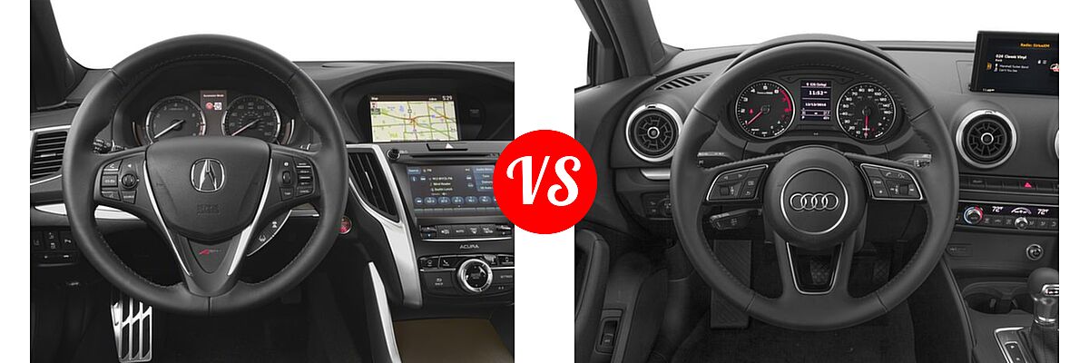 2018 Acura TLX Sedan V6 A-Spec vs. 2018 Audi A3 Sedan Premium / Premium Plus / Prestige - Dashboard Comparison
