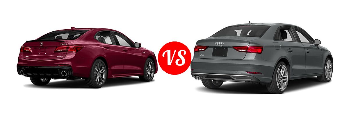 2018 Acura TLX Sedan V6 A-Spec vs. 2018 Audi A3 Sedan Premium / Premium Plus / Prestige - Rear Right Comparison