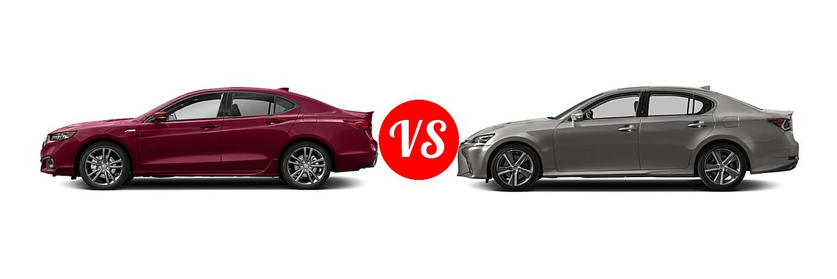 2018 Acura TLX Sedan V6 A-Spec vs. 2018 Lexus GS 300 Sedan GS 300 - Side Comparison