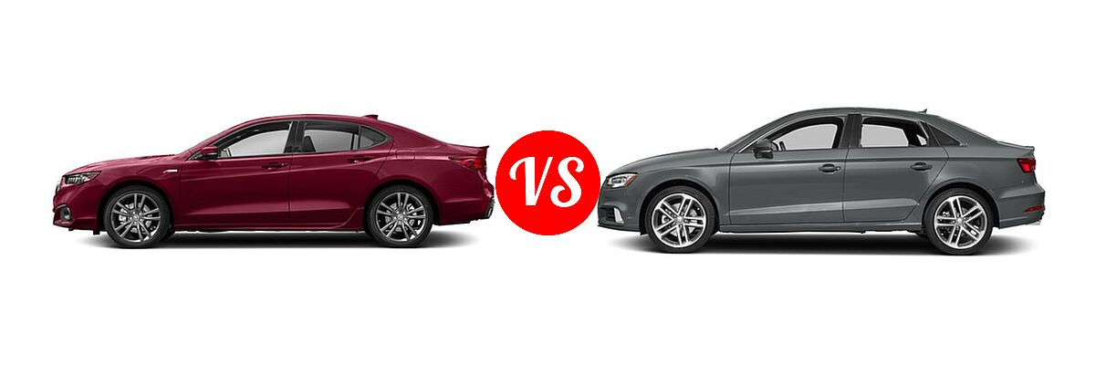 2018 Acura TLX Sedan V6 A-Spec vs. 2018 Audi A3 Sedan Premium / Premium Plus / Prestige - Side Comparison