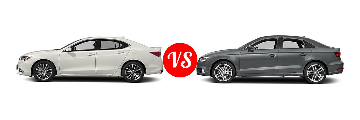 2018 Acura TLX Sedan V6 w/Advance Pkg vs. 2018 Audi A3 Sedan Premium / Premium Plus / Prestige - Side Comparison