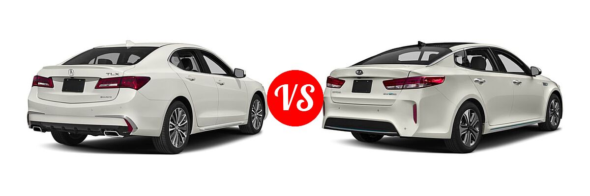 2018 Acura TLX Sedan V6 w/Advance Pkg vs. 2018 Kia Optima Plug-In Hybrid Sedan EX - Rear Right Comparison