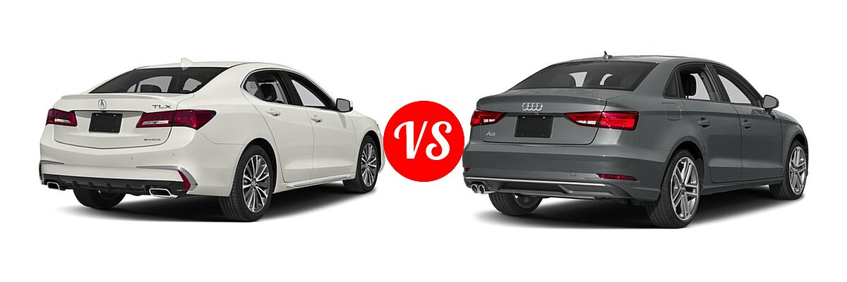 2018 Acura TLX Sedan V6 w/Advance Pkg vs. 2018 Audi A3 Sedan Premium / Premium Plus / Prestige - Rear Right Comparison