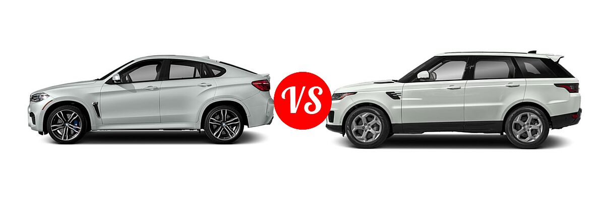 2018 BMW X6 M SUV Sports Activity Coupe vs. 2018 Land Rover Range Rover Sport SVR SUV SVR - Side Comparison