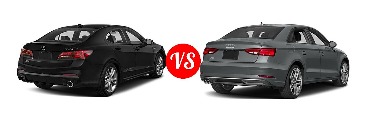 2018 Acura TLX Sedan V6 A-Spec vs. 2018 Audi A3 Sedan Premium / Premium Plus / Prestige - Rear Right Comparison