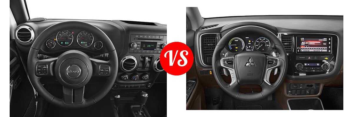 2018 Jeep Wrangler JK SUV Rubicon / Rubicon Recon vs. 2018 Mitsubishi Outlander PHEV SUV GT / SEL - Dashboard Comparison