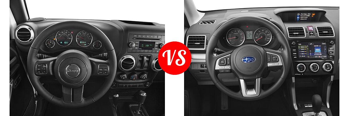 2018 Jeep Wrangler JK SUV Rubicon / Rubicon Recon vs. 2018 Subaru Forester SUV Premium - Dashboard Comparison