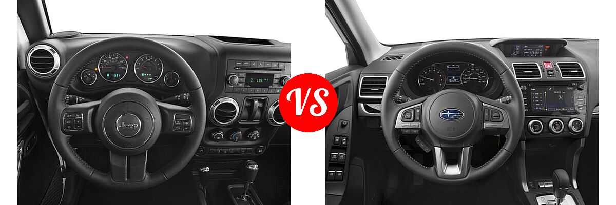 2018 Jeep Wrangler JK SUV Rubicon / Rubicon Recon vs. 2018 Subaru Forester SUV Limited - Dashboard Comparison
