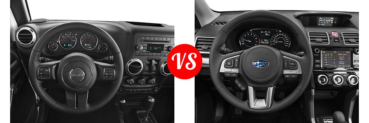 2018 Jeep Wrangler JK SUV Rubicon / Rubicon Recon vs. 2018 Subaru Forester SUV Premium - Dashboard Comparison