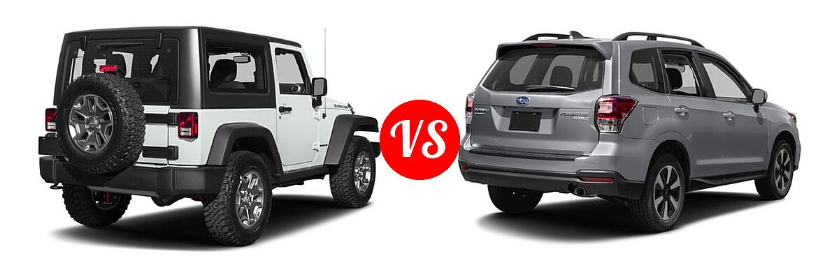 2018 Jeep Wrangler JK SUV Rubicon / Rubicon Recon vs. 2018 Subaru Forester SUV Limited - Rear Right Comparison