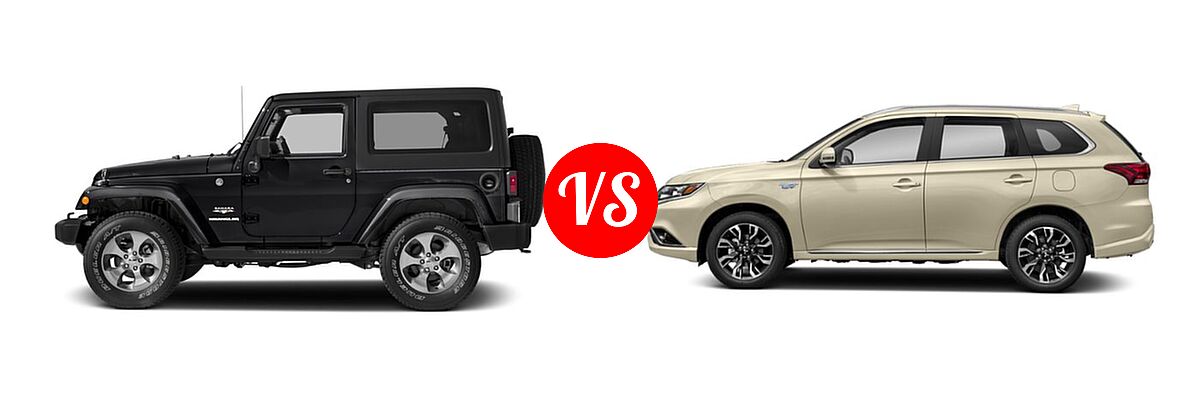 2018 Jeep Wrangler JK SUV Altitude / Sahara vs. 2018 Mitsubishi Outlander PHEV SUV GT / SEL - Side Comparison