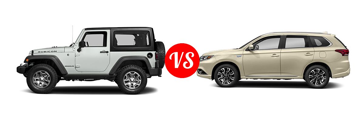 2018 Jeep Wrangler JK SUV Rubicon / Rubicon Recon vs. 2018 Mitsubishi Outlander PHEV SUV GT / SEL - Side Comparison