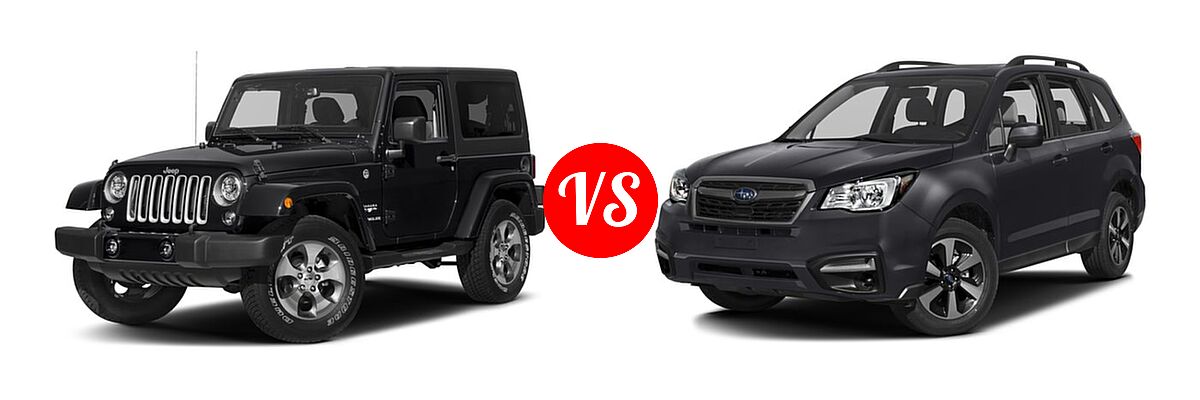 2018 Jeep Wrangler JK SUV Altitude / Sahara vs. 2018 Subaru Forester SUV Premium - Front Left Comparison
