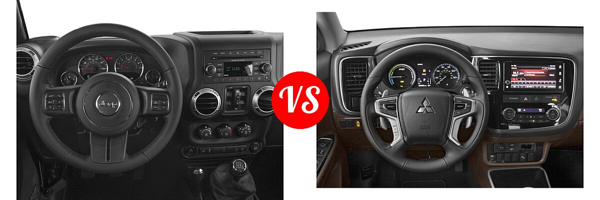 2018 Jeep Wrangler JK SUV Altitude / Sahara vs. 2018 Mitsubishi Outlander PHEV SUV GT / SEL - Dashboard Comparison