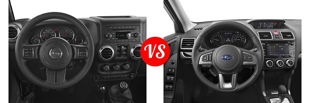 2018 Jeep Wrangler JK SUV Altitude / Sahara vs. 2018 Subaru Forester SUV Limited - Dashboard Comparison
