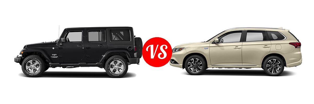 2018 Jeep Wrangler JK SUV Altitude / Sahara vs. 2018 Mitsubishi Outlander PHEV SUV GT / SEL - Side Comparison