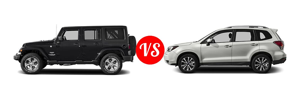 2018 Jeep Wrangler JK SUV Altitude / Sahara vs. 2018 Subaru Forester SUV Premium - Side Comparison