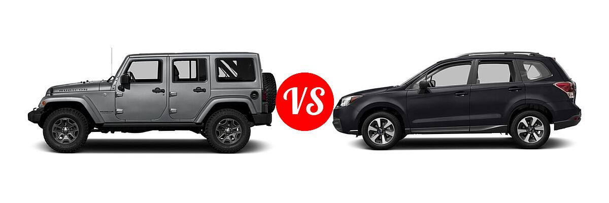 2018 Jeep Wrangler JK SUV Rubicon / Rubicon Recon vs. 2018 Subaru Forester SUV 2.5i Manual - Side Comparison