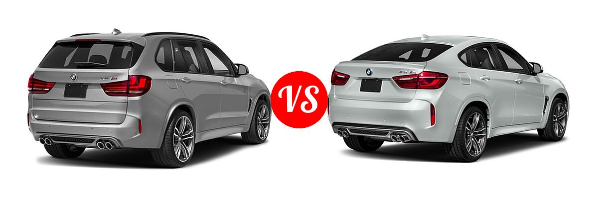 2018 BMW X5 M SUV Sports Activity Vehicle vs. 2018 BMW X6 M SUV Sports Activity Coupe - Rear Right Comparison