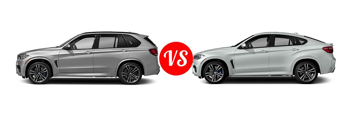 2018 BMW X5 M SUV Sports Activity Vehicle vs. 2018 BMW X6 M SUV Sports Activity Coupe - Side Comparison
