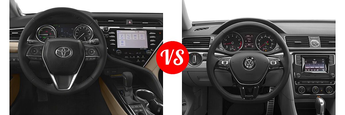 2018 Toyota Camry Hybrid Sedan Hybrid LE / Hybrid SE / Hybrid XLE vs. 2018 Volkswagen Passat Sedan R-Line - Dashboard Comparison