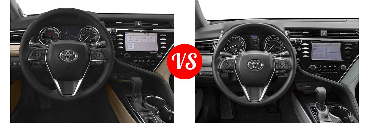 2018 Toyota Camry Hybrid Sedan Hybrid LE / Hybrid SE / Hybrid XLE vs. 2018 Toyota Camry Sedan LE / XLE - Dashboard Comparison