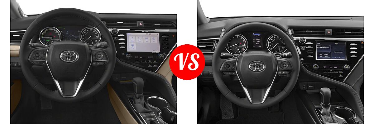 2018 Toyota Camry Hybrid Sedan Hybrid LE / Hybrid SE / Hybrid XLE vs. 2018 Toyota Camry Sedan SE / XSE - Dashboard Comparison