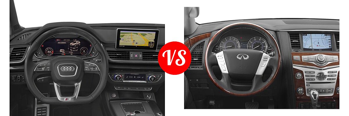 2018 Audi SQ5 SUV Premium Plus / Prestige vs. 2018 Infiniti QX80 SUV AWD / RWD - Dashboard Comparison