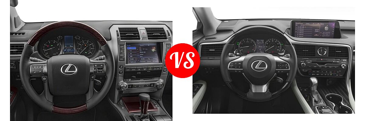 2018 Lexus GX 460 SUV GX 460 / GX 460 Luxury vs. 2018 Lexus RX 350L SUV RX 350L Luxury / RX 350L Premium - Dashboard Comparison