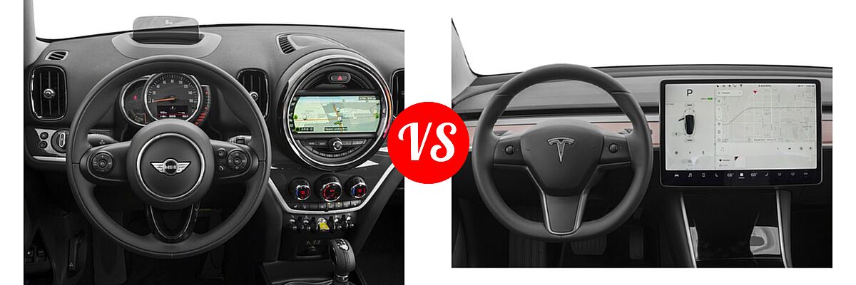 2018 MINI Countryman Wagon Hybrid Cooper S E vs. 2018 Tesla Model 3 Sedan Electric Sedan - Dashboard Comparison