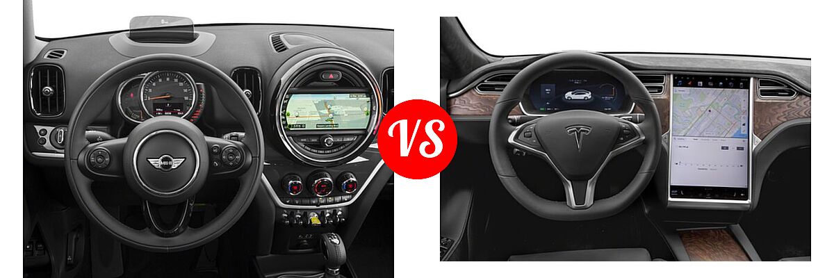 2018 MINI Countryman Wagon Hybrid Cooper S E vs. 2020 Tesla Model S Sedan Electric Long Range / Performance - Dashboard Comparison