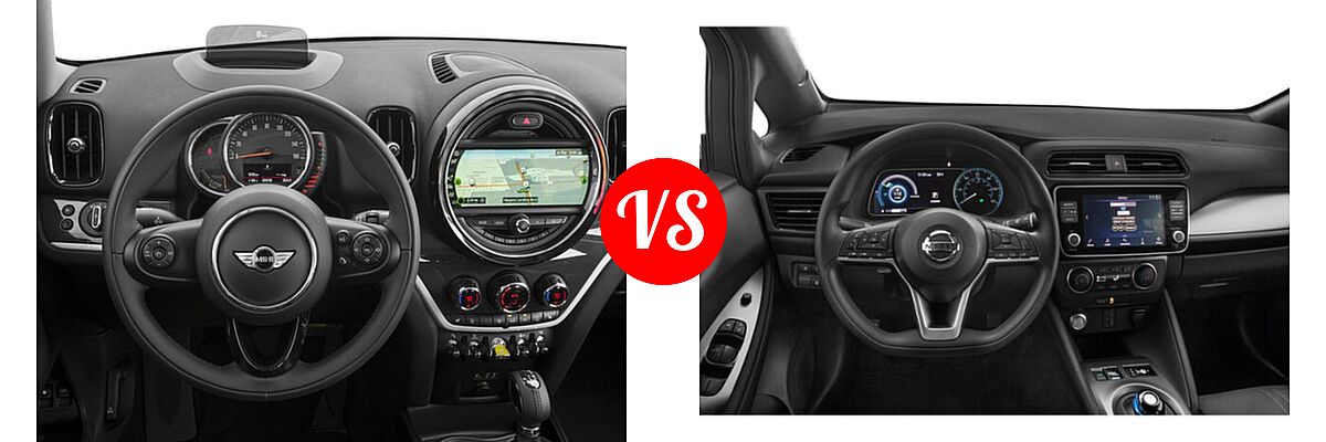 2018 MINI Countryman Wagon Hybrid Cooper S E vs. 2022 Nissan Leaf Hatchback Electric S / S PLUS / SL PLUS / SV / SV PLUS - Dashboard Comparison