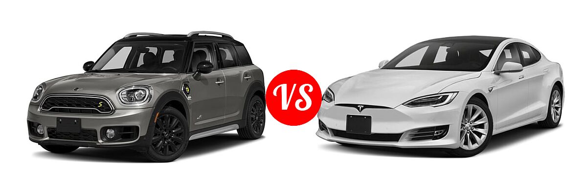 2018 MINI Countryman Wagon Hybrid Cooper S E vs. 2020 Tesla Model S Sedan Electric Long Range / Performance - Front Left Comparison