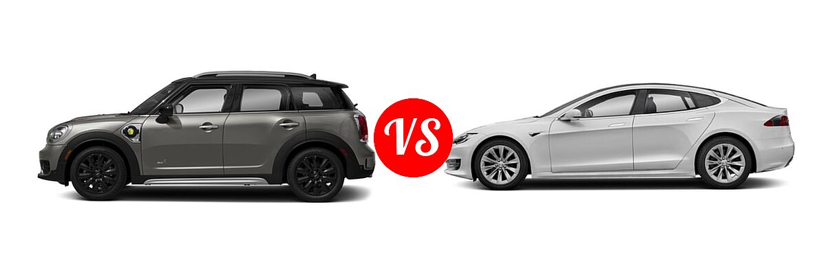 2018 MINI Countryman Wagon Hybrid Cooper S E vs. 2020 Tesla Model S Sedan Electric Long Range / Performance - Side Comparison