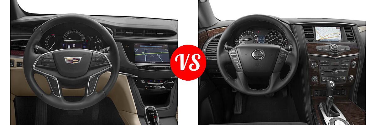 2017 Cadillac XT5 SUV FWD / Luxury AWD / Platinum AWD / Premium Luxury AWD vs. 2017 Nissan Armada SUV SV - Dashboard Comparison