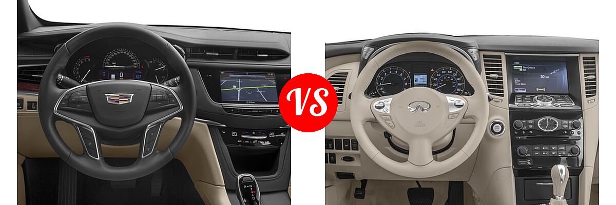 2017 Cadillac XT5 SUV FWD / Luxury AWD / Platinum AWD / Premium Luxury AWD vs. 2017 Infiniti QX70 SUV AWD / RWD - Dashboard Comparison