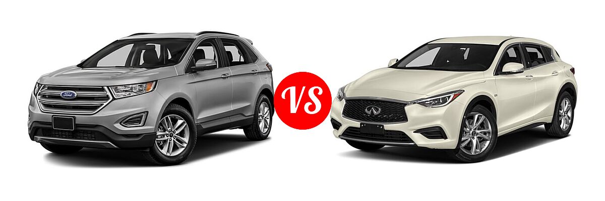 2018 Ford Edge SUV SE / SEL / Titanium vs. 2018 Infiniti QX30 SUV Luxury / Premium / Sport - Front Left Comparison