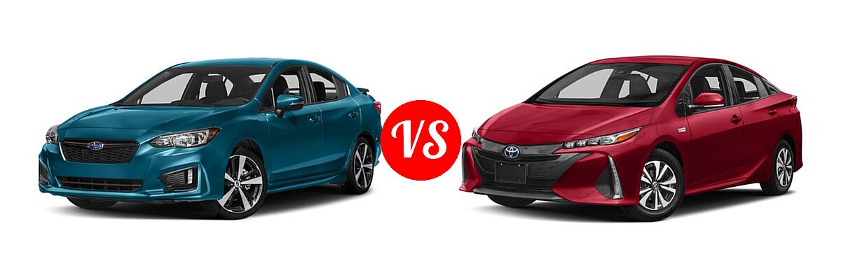 2018 Subaru Impreza Hatchback Sport vs. 2018 Toyota Prius Prime Hatchback PHEV Advanced / Plus / Premium - Front Left Comparison