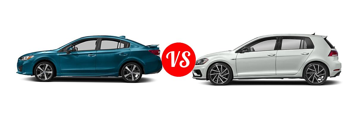 2018 Subaru Impreza Hatchback Sport vs. 2018 Volkswagen Golf R Hatchback 2.0T DSG w/DCC/Nav / 2.0T Manual w/DCC/Nav - Side Comparison