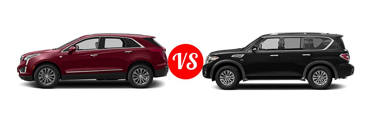 2017 Cadillac XT5 SUV FWD / Luxury AWD / Platinum AWD / Premium Luxury AWD vs. 2017 Nissan Armada SUV SV - Side Comparison