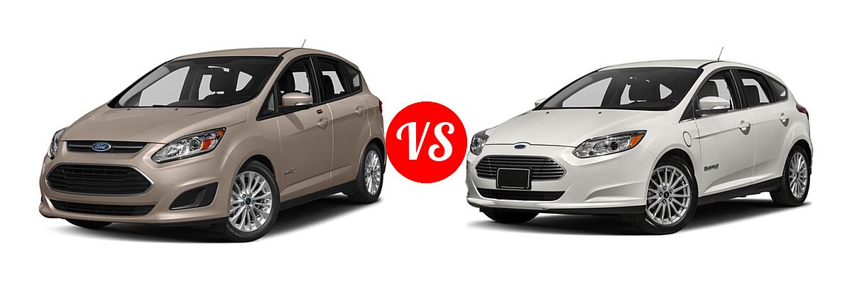 2018 Ford C-Max Hybrid Wagon SE / Titanium vs. 2018 Ford Focus Hatchback Electric Electric - Front Left Comparison