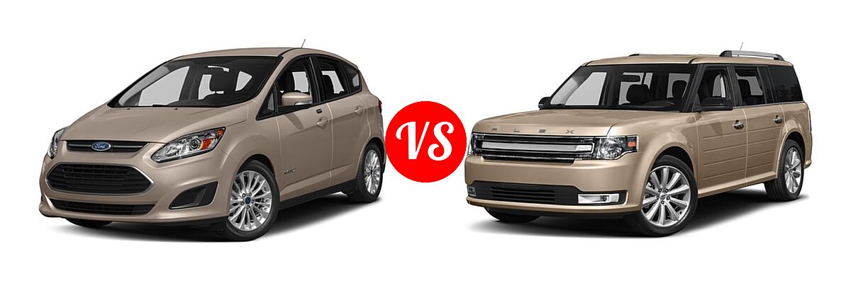 2018 Ford C-Max Hybrid Wagon SE / Titanium vs. 2018 Ford Flex Wagon Limited / SE / SEL - Front Left Comparison