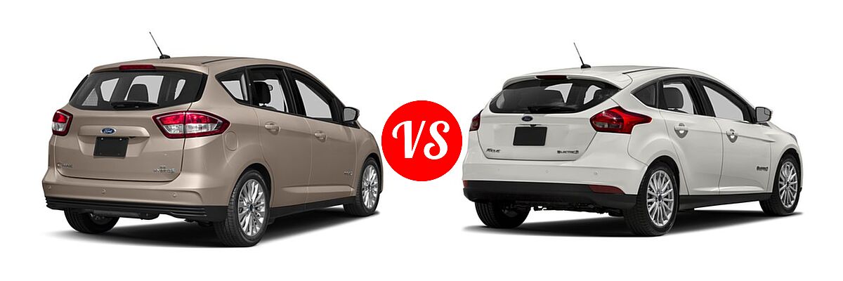 2018 Ford C-Max Hybrid Wagon SE / Titanium vs. 2018 Ford Focus Hatchback Electric Electric - Rear Right Comparison