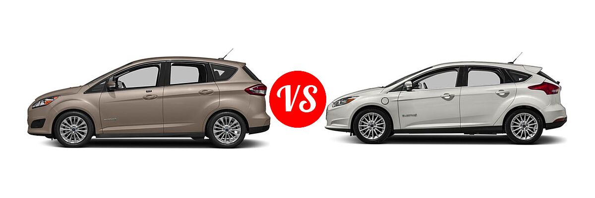 2018 Ford C-Max Hybrid Wagon SE / Titanium vs. 2018 Ford Focus Hatchback Electric Electric - Side Comparison